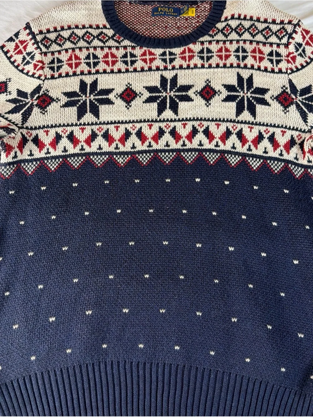 Ralph Lauren Navy/Cream/Red Fair Isle Crewneck Sweater